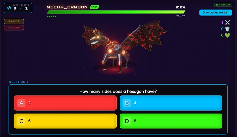 Class Cortex live multiplayer Boss Battle classroom game showing students dealing damage on a shared teacher screen