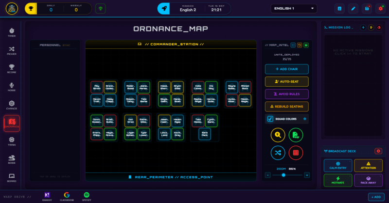 Class Cortex Ordnance Map drag-and-drop seating chart